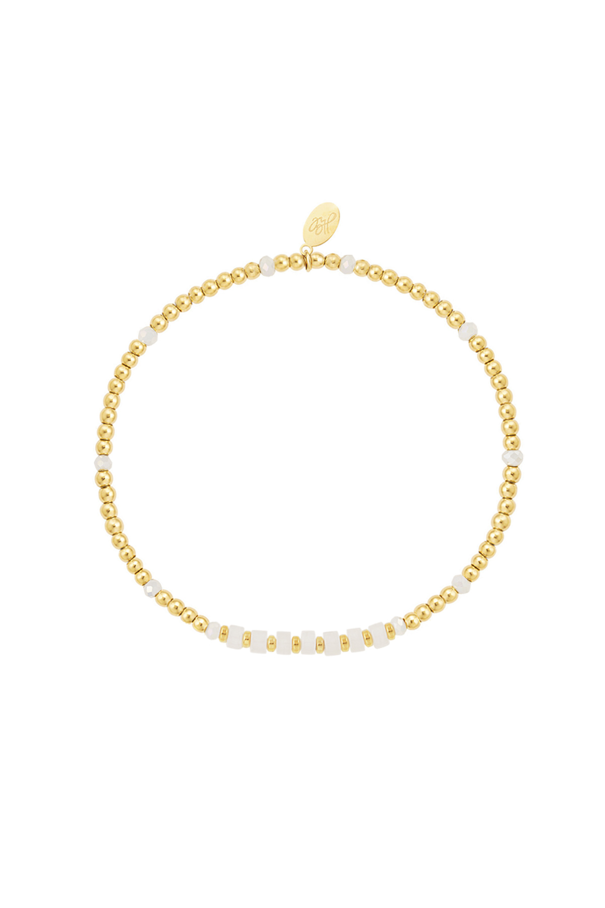 Bracelet different beads - Gold color/white Stainless Steel