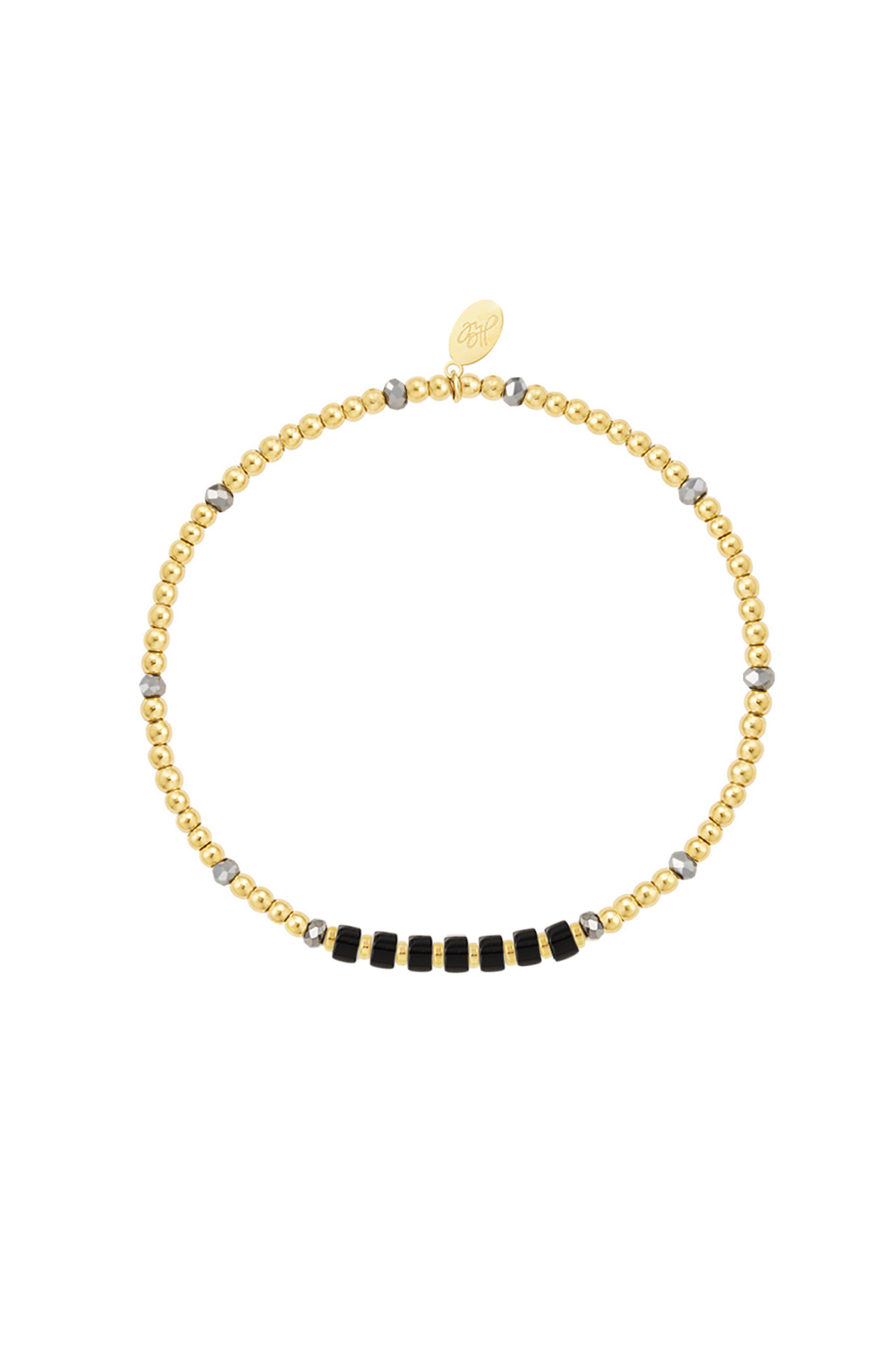 Pulsera de cuentas diferentes - acero inoxidable negro/dorado