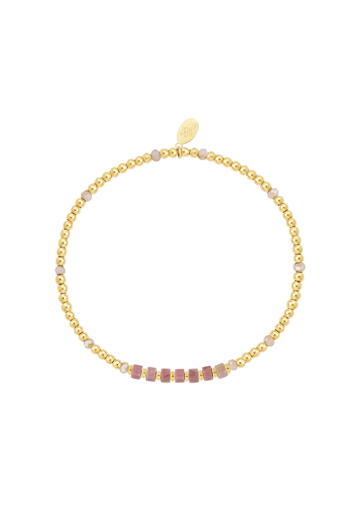 Armband verschiedene Perlen - gold/rosa Edelstahl
