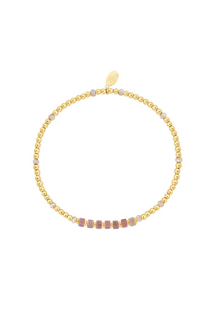 Bracelet different beads - gold/pink Stainless Steel h5 