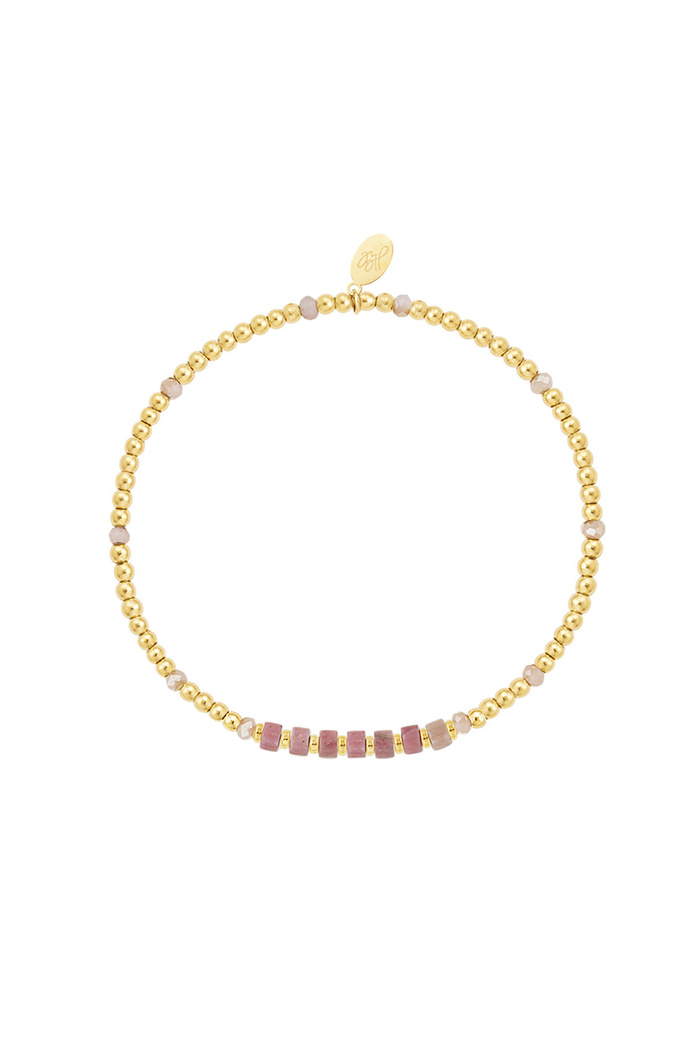 Bracelet different beads - gold/pink Stainless Steel 