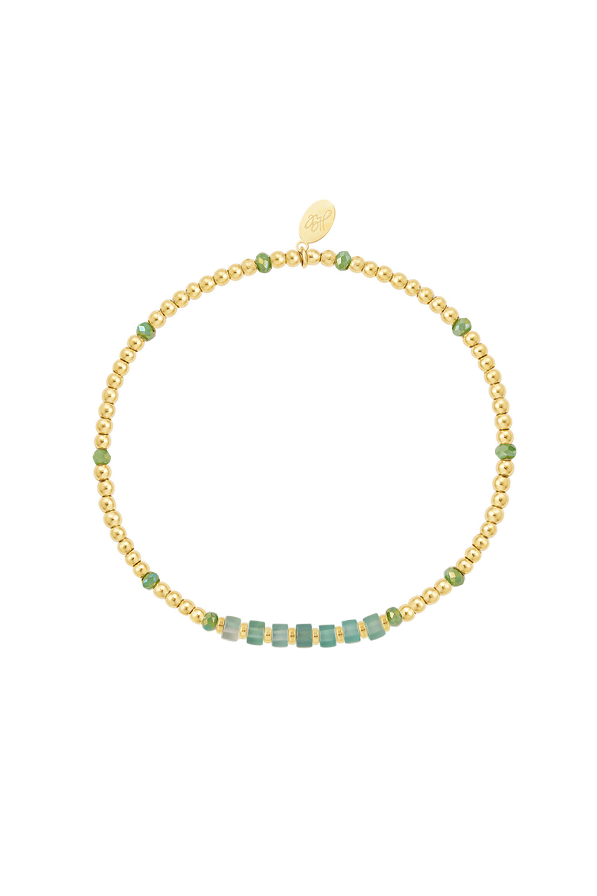 Bracelet different beads - Gold color/green Stainless Steel h5 