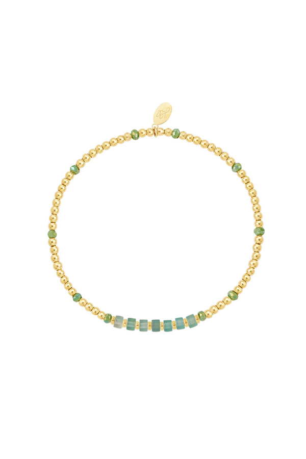 Armband verschiedene Perlen - gold/grüner Edelstahl