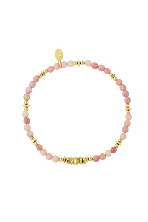 Bracciale con perline colore - acciaio inossidabile oro/rosa h5 