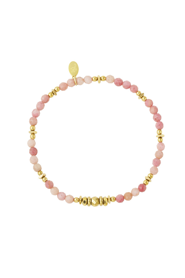 Kralen armbandje kleur - goud/roze Stainless Steel