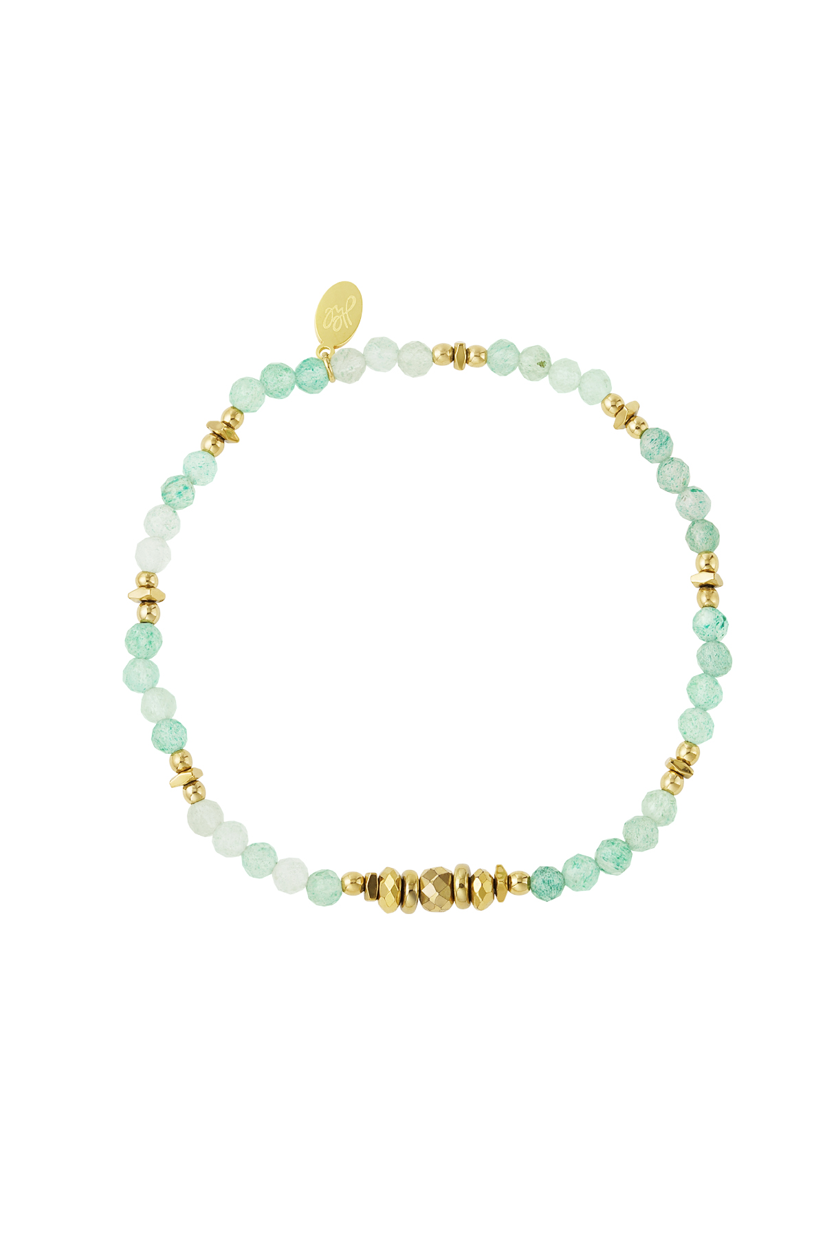 Bracciale con perline colore - acciaio inossidabile oro/verde h5 