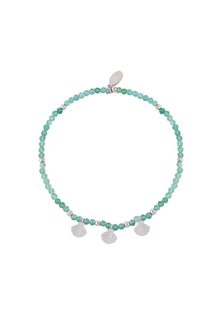 Bracelet perle charms coquillage - vert & argent Acier Inoxydable h5 