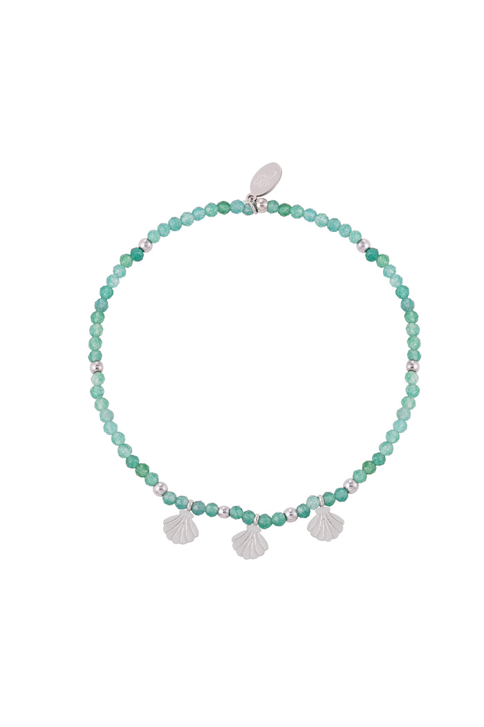 Bracelet perle charms coquillage - vert & argent Acier Inoxydable 