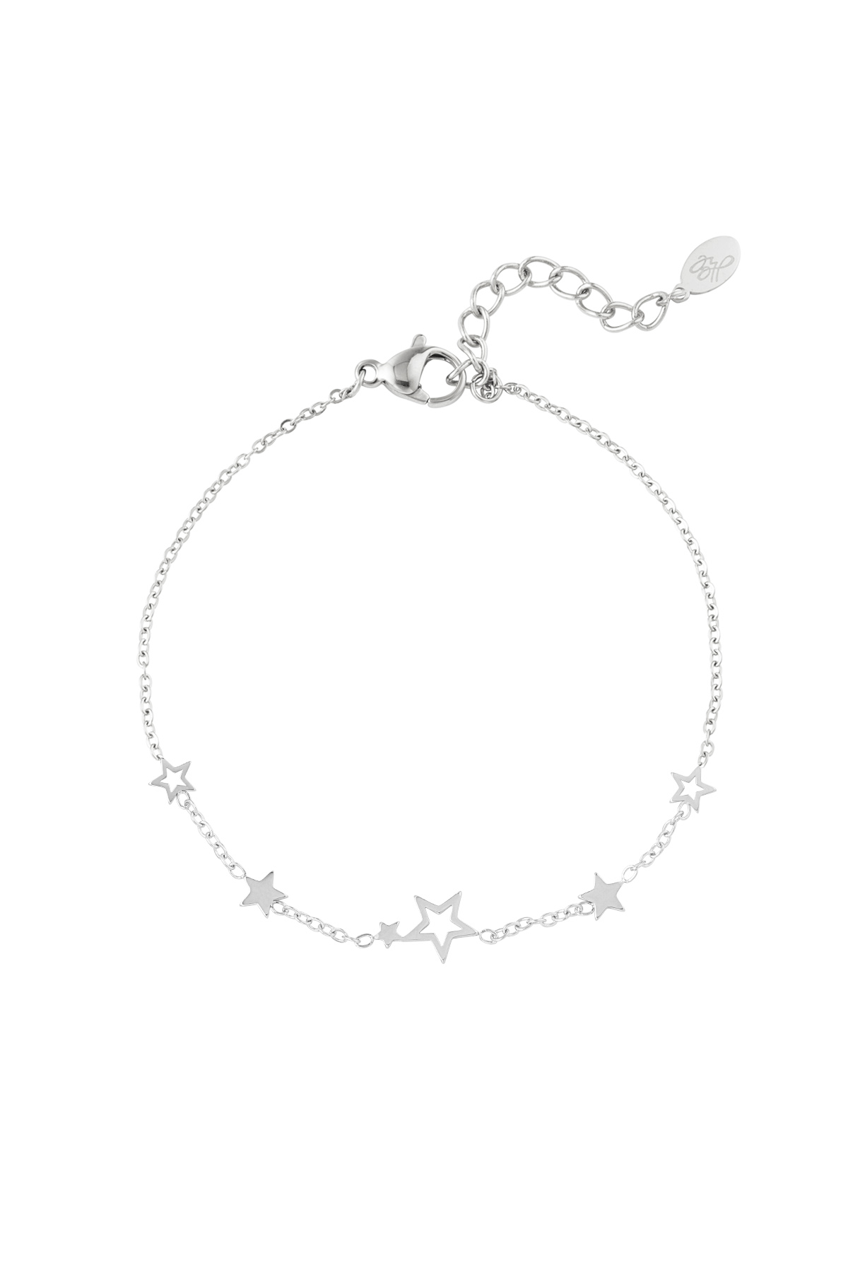 Bracciale in acciaio inox stelle - argento Silver Stainless Steel h5 