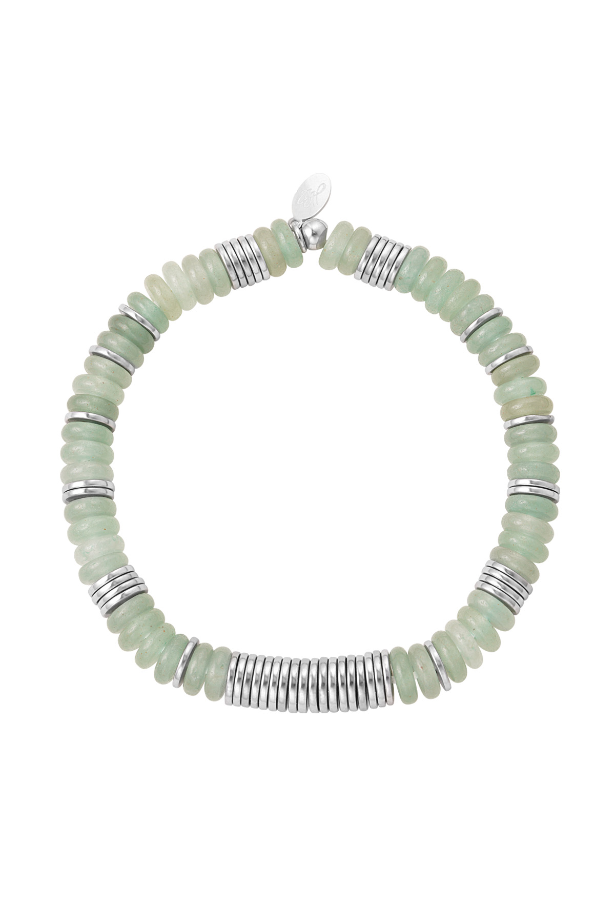 Braccialetto a catena perline - argento/verde Green &amp; Silver Stainless Steel