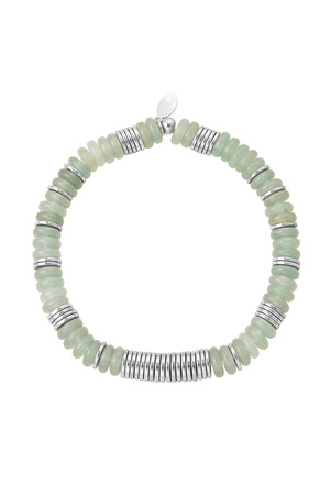 Kettenarmband Perlen - silber/grün Grün & Silber Edelstahl h5 