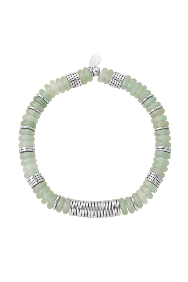 Kettenarmband Perlen - silber/grün Grün & Silber Edelstahl