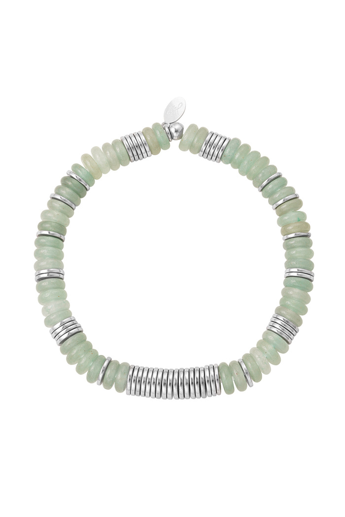 Braccialetto a catena perline - argento/verde Green & Silver Stainless Steel 