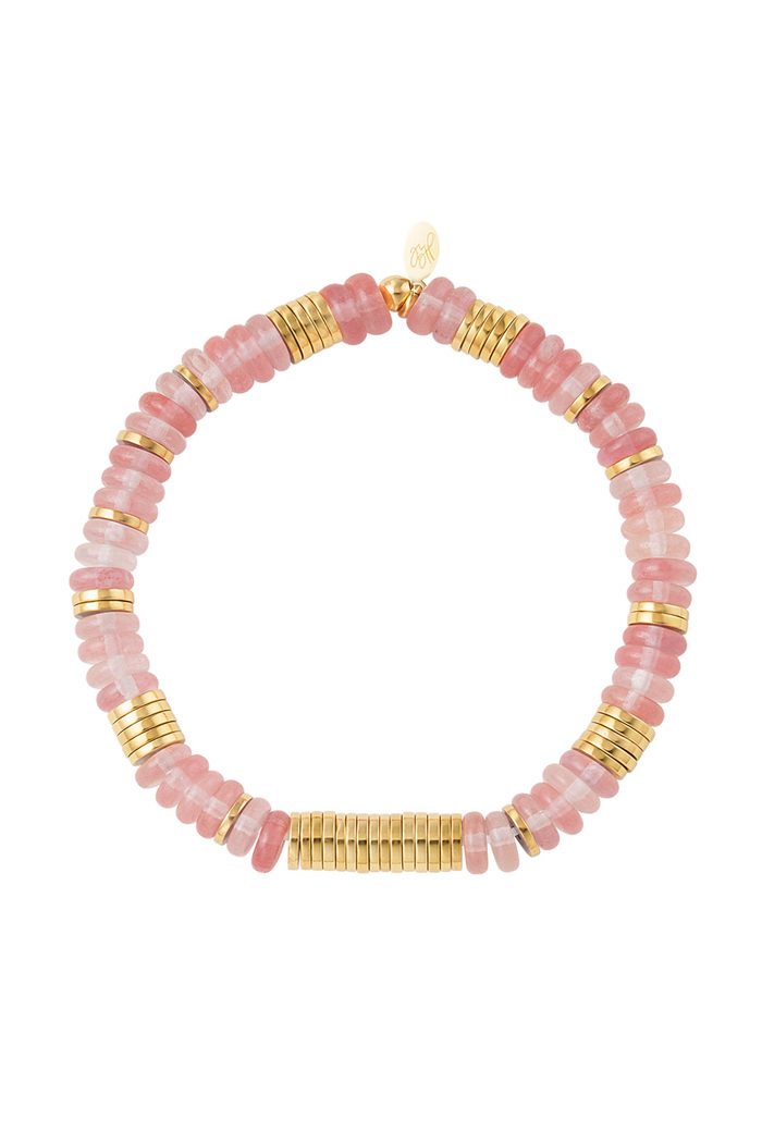 Link bracelet beads - gold/pink Pink & Gold Stainless Steel 