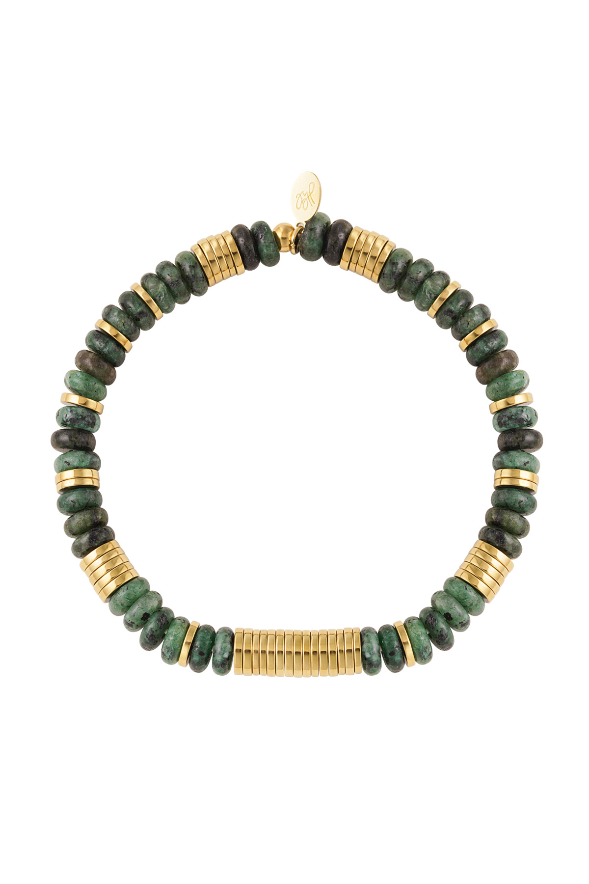 Bracciale a maglie perline - oro/verde Green &amp; Gold Stainless Steel