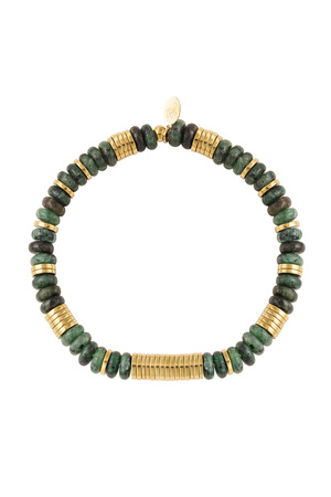 Bracciale a maglie perline - oro/verde Green & Gold Stainless Steel h5 