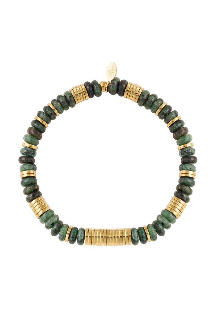 Bracciale a maglie perline - oro/verde Green & Gold Stainless Steel 