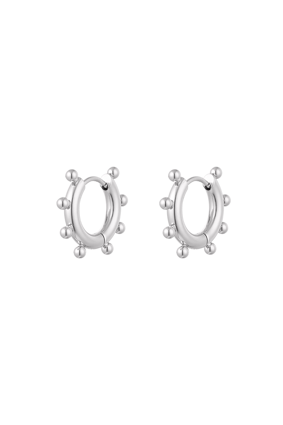 Earrings round balls small - silver color Stainless Steel h5 