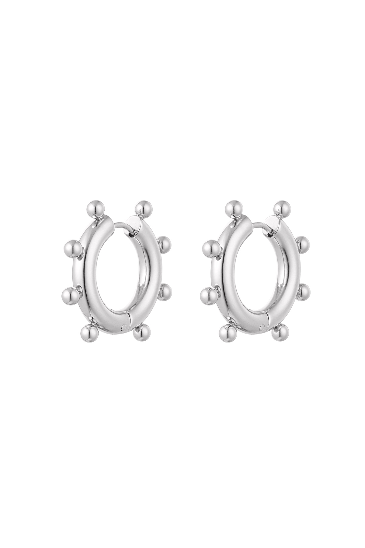 Earrings round balls large - silver color Stainless Steel 2