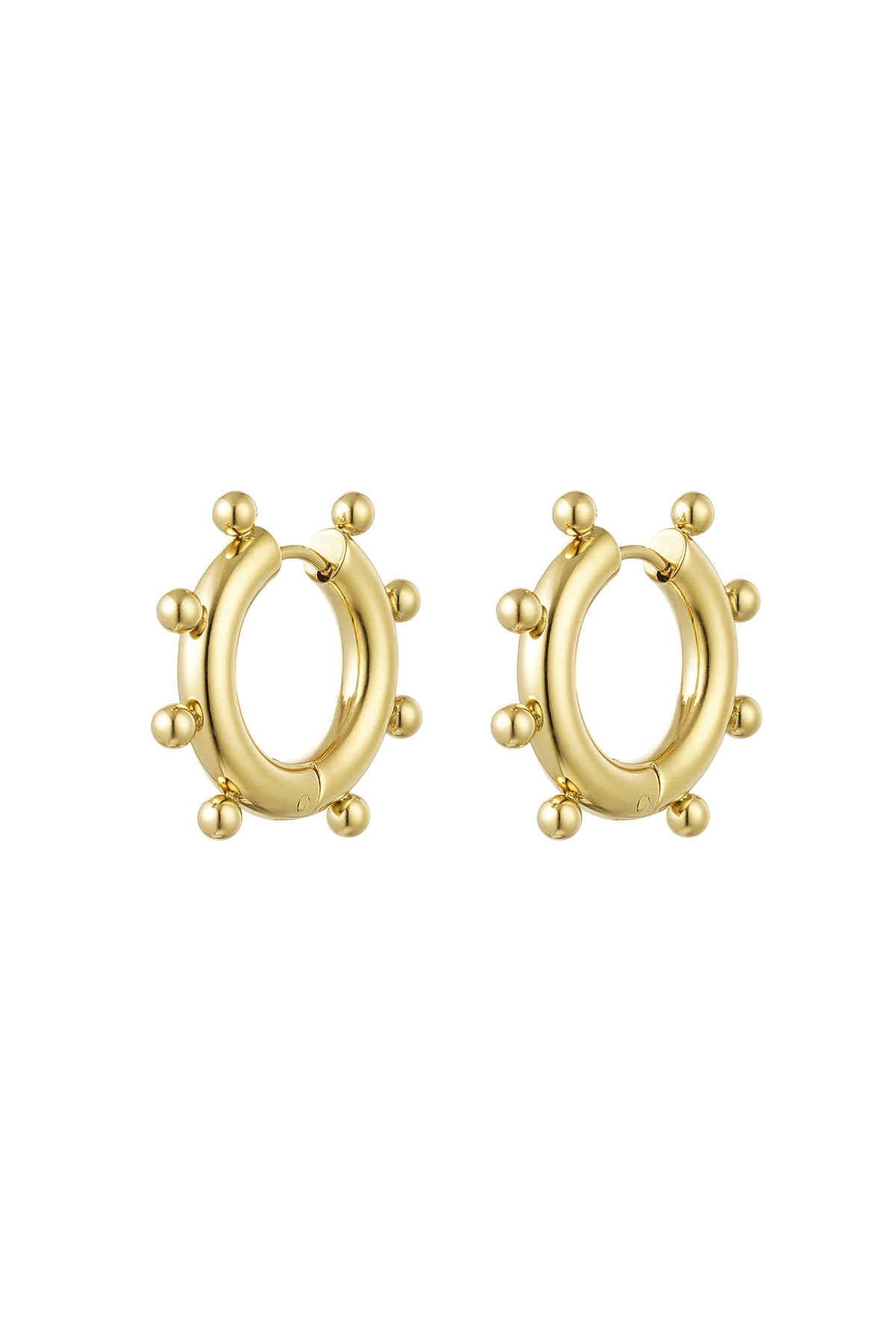 Earrings round balls large - gold Stainless Steel