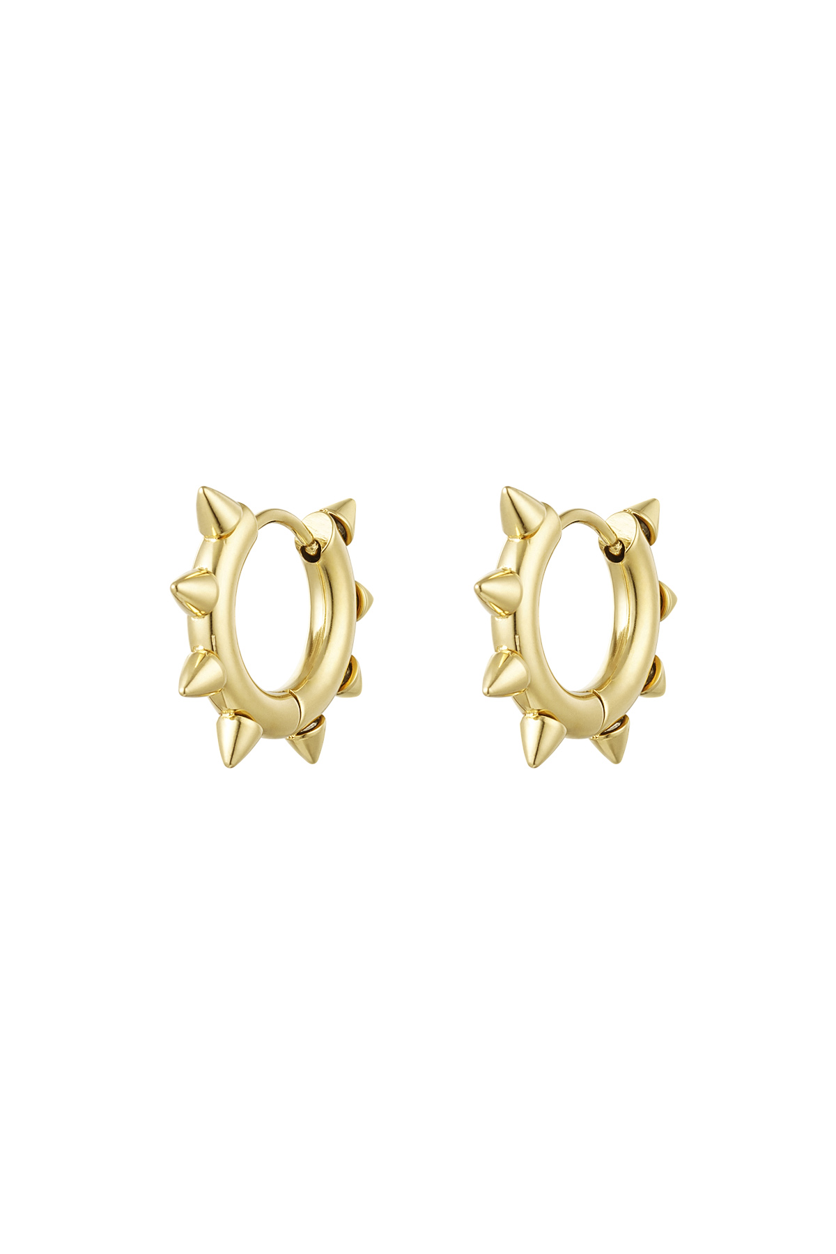 Earrings round spikes small - gold Stainless Steel 