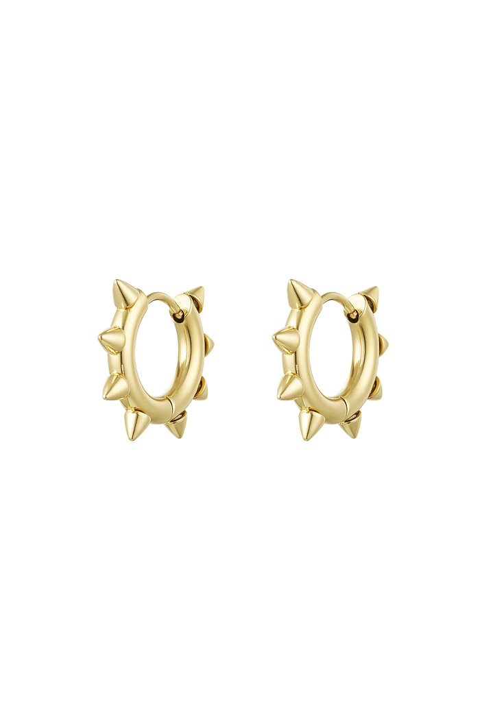 Earrings round spikes small - gold Stainless Steel 