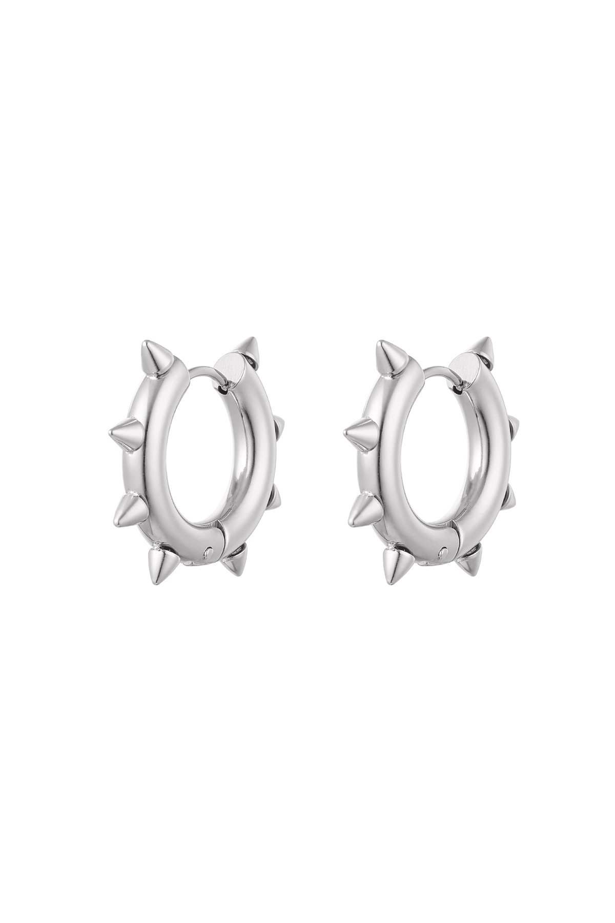 Earrings round spikes large - silver color Stainless Steel