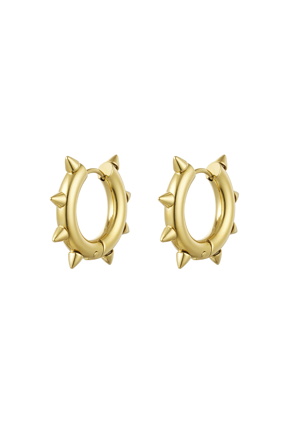 Earrings round spikes large - gold Stainless Steel