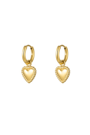 Oorbellen hart met versiersel - goud Stainless Steel h5 