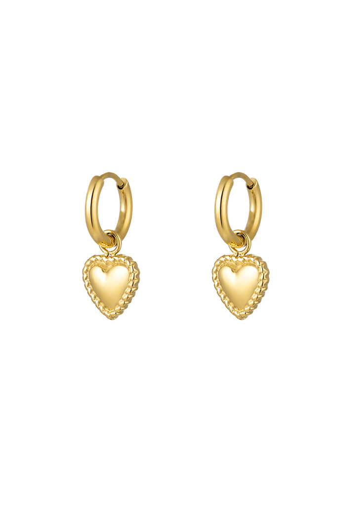 Earrings heart with decoration - gold Stainless Steel 