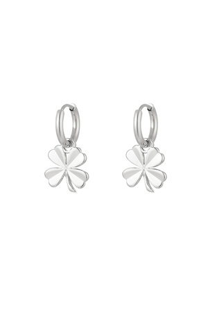 Earrings basic four-leaf clover - silver Stainless Steel h5 