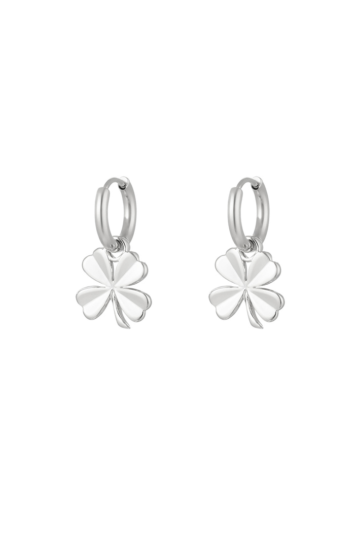 Earrings basic four-leaf clover - silver Stainless Steel 