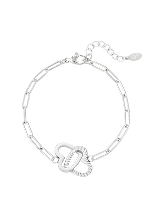 Link bracelet linked hearts - silver Stainless Steel h5 