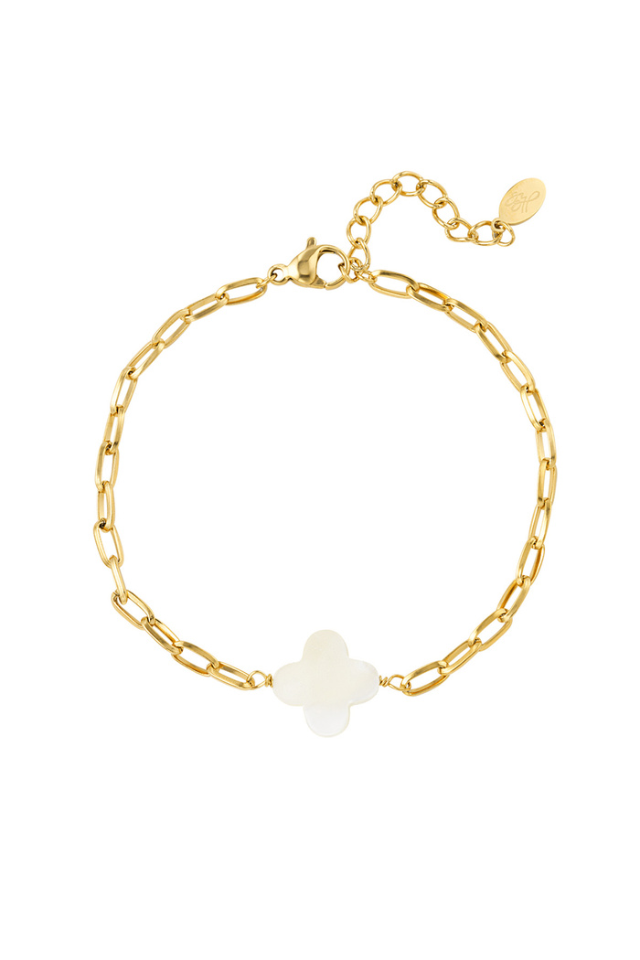 Link bracelet clover - gold Stainless Steel 