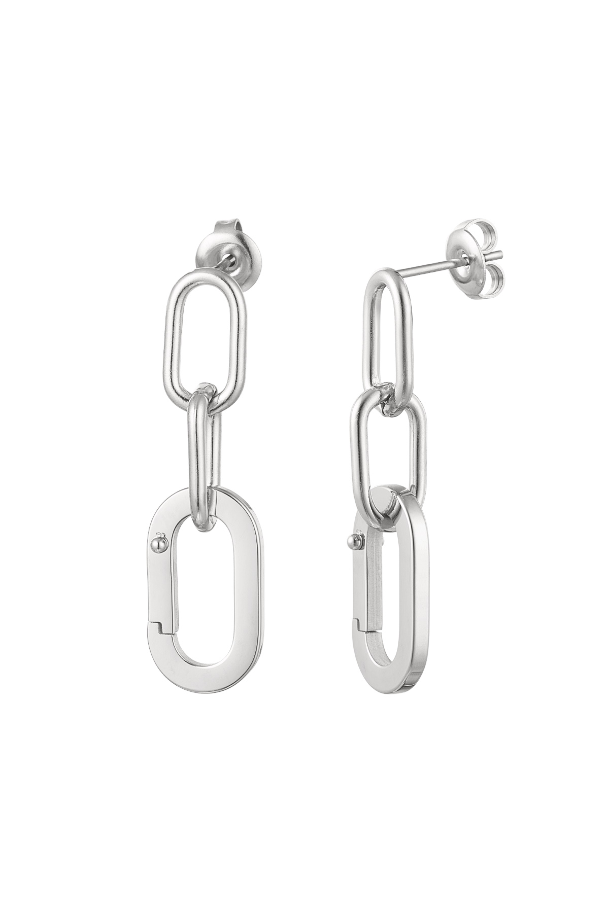 Ear studs link - silver Stainless Steel