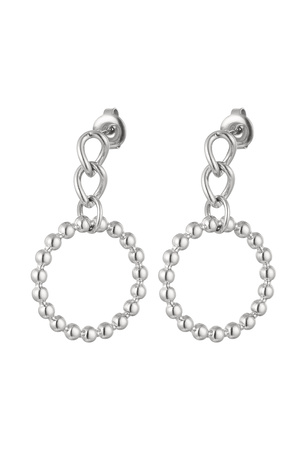 Ear studs link with circle - silver Stainless Steel h5 