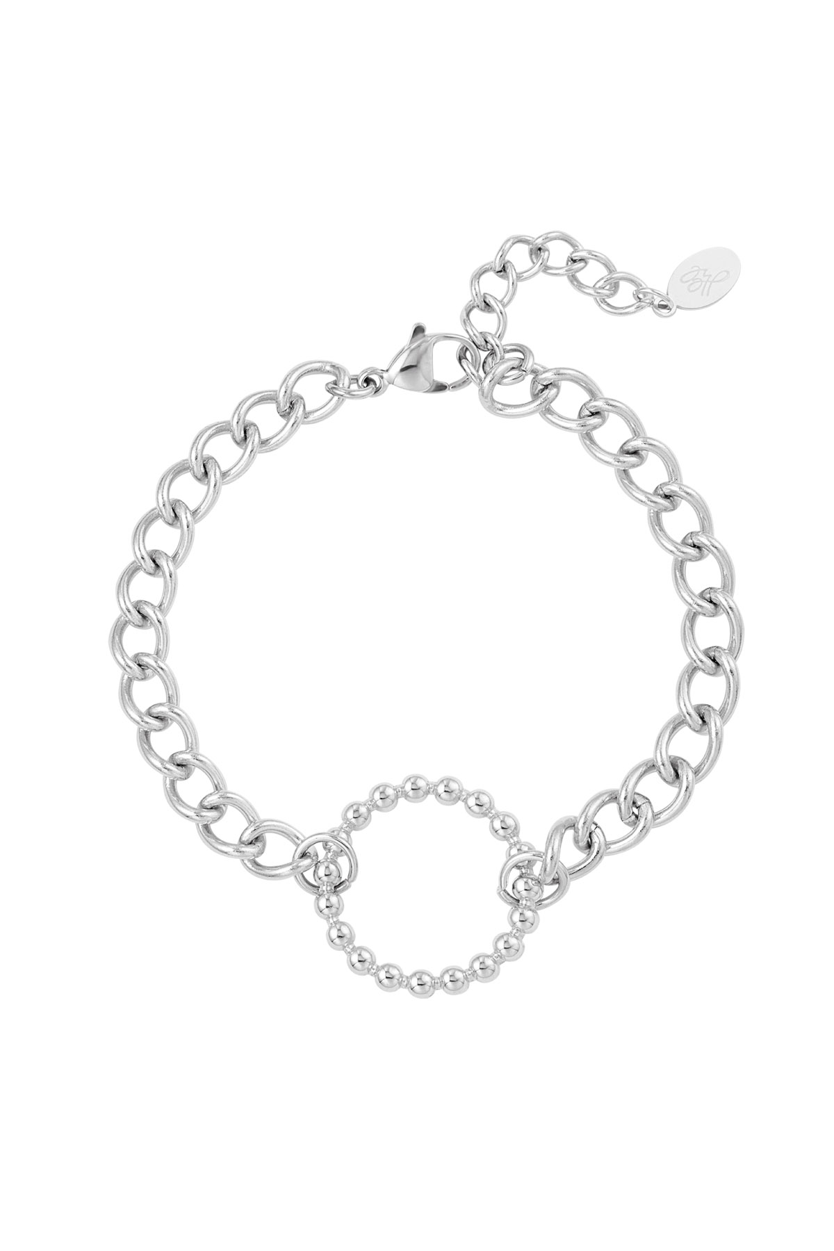 Link bracelet with circle - silver stainless steel h5 