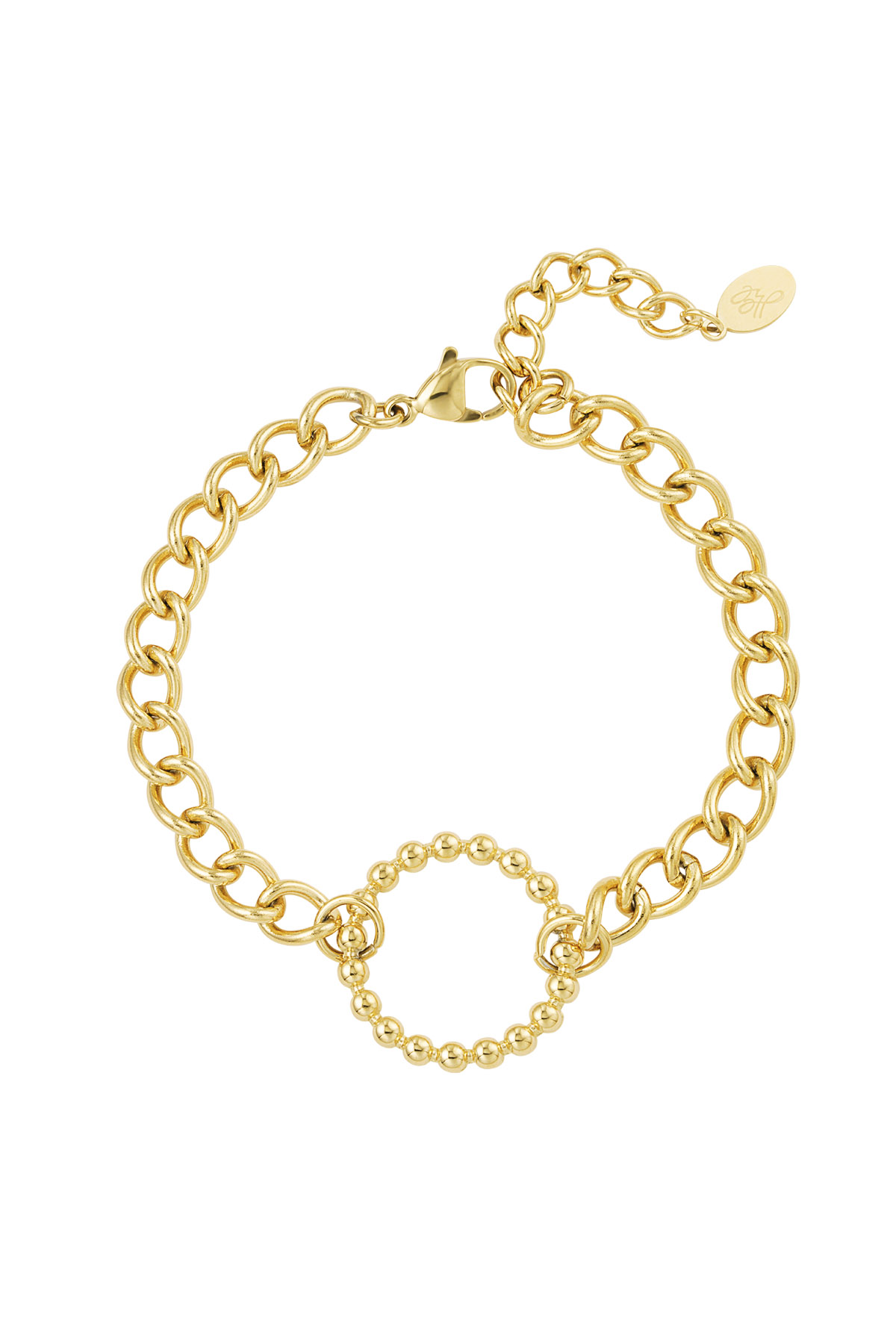 Link bracelet with circle - gold stainless steel h5 