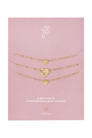 Set 3 bracelets hearts - mother's day - gold Stainless Steel h5 