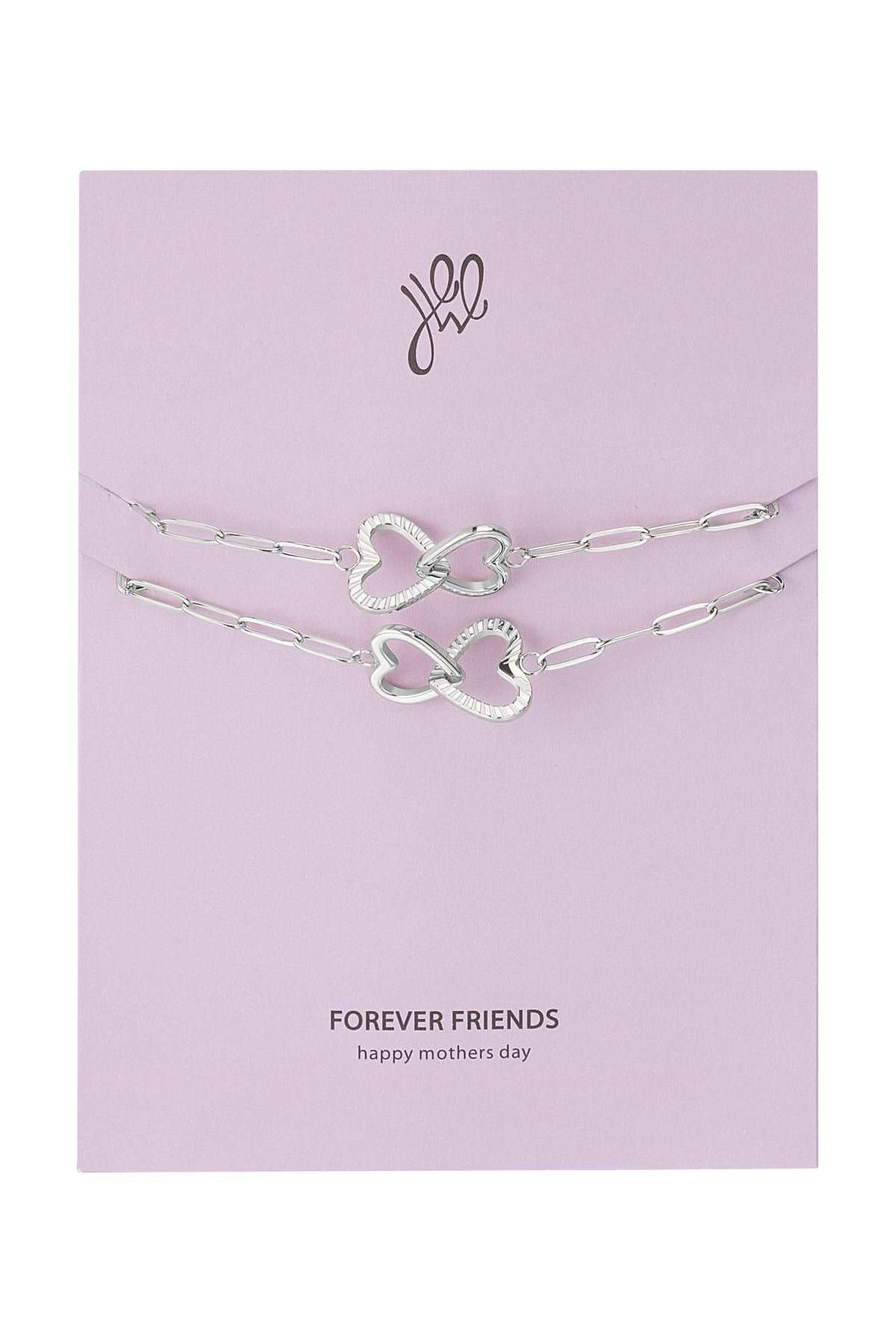 Set bracelets connected heart - mother's day - silver Stainless Steel