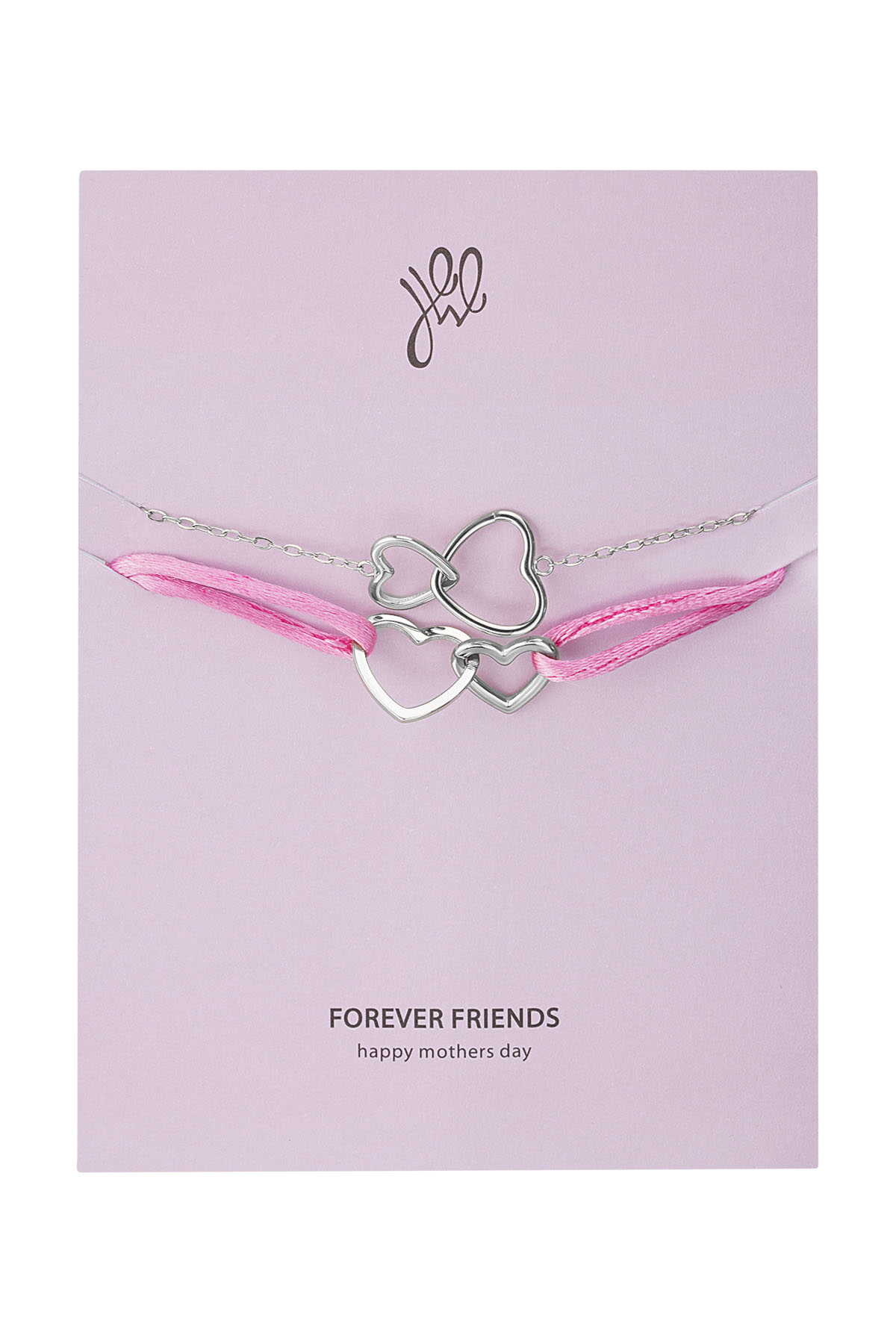 Set of bracelets connected hearts - mother's day - silver Stainless Steel