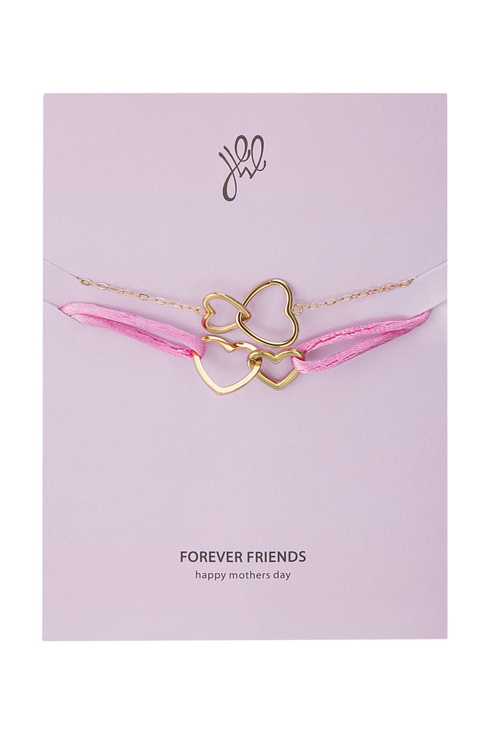 Set of bracelets connected hearts - mother's day - gold Stainless Steel 