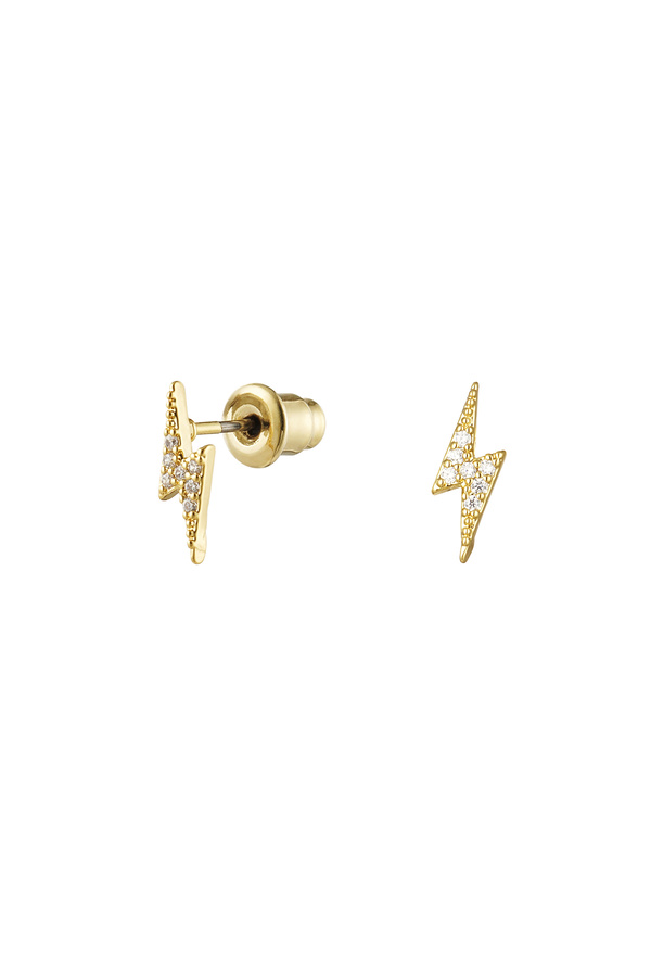Ear studs lightning bolt - gold/white Copper