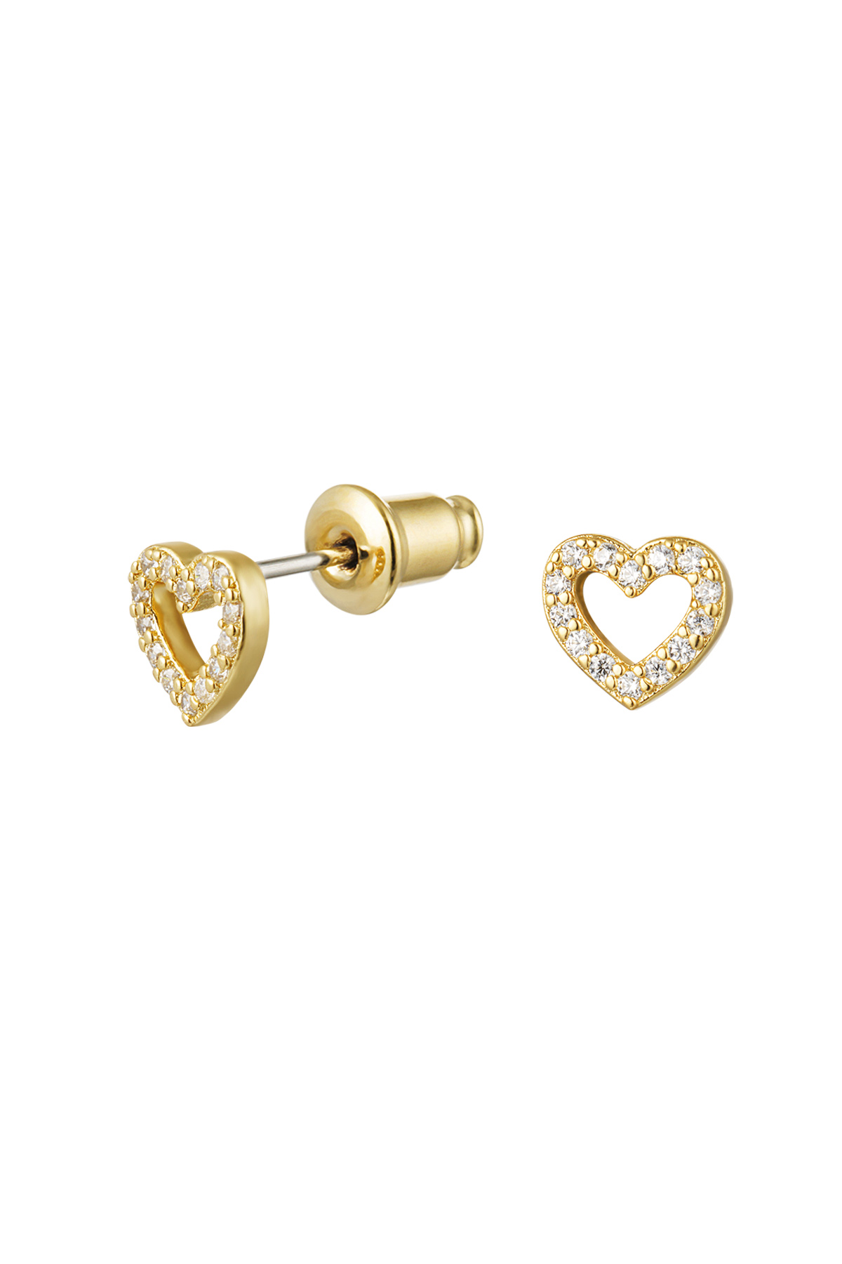 Ear stud heart - Gold Color Copper