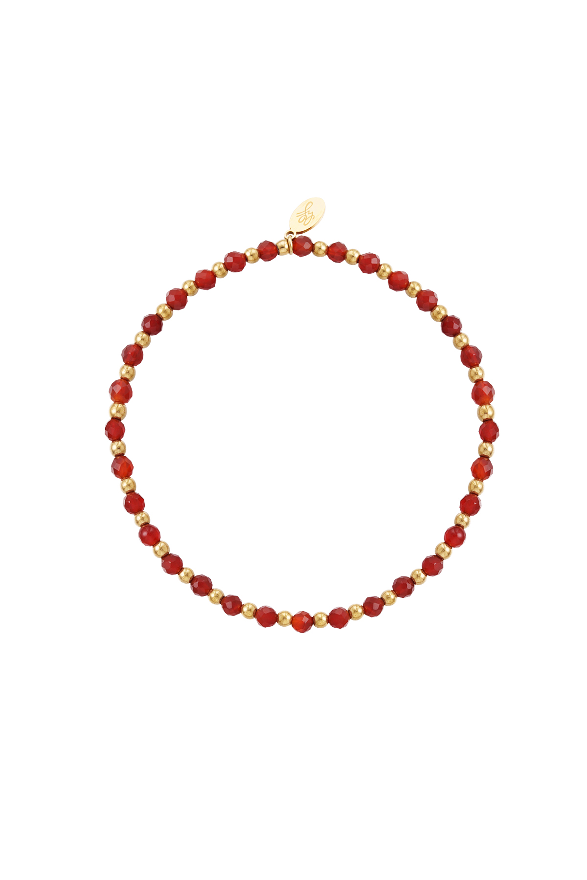 Red / Beaded bracelet - wine red/gold 