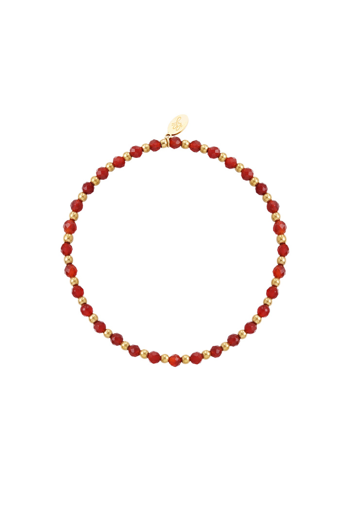 Bracelet perlé - vin rouge/or 