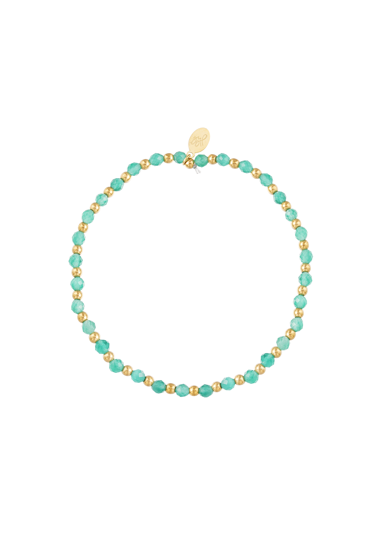 Kralen armband - turquoise/goud h5 