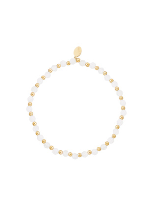 Bracelet perles - blanc/or h5 