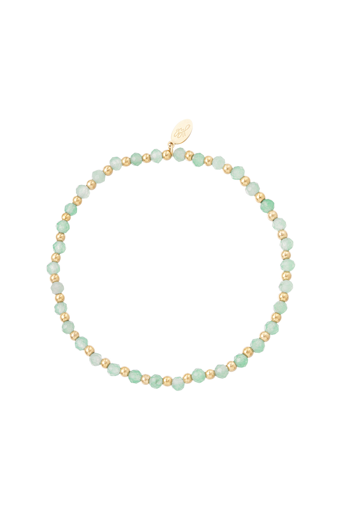 Bracelet perles - vert clair/doré h5 