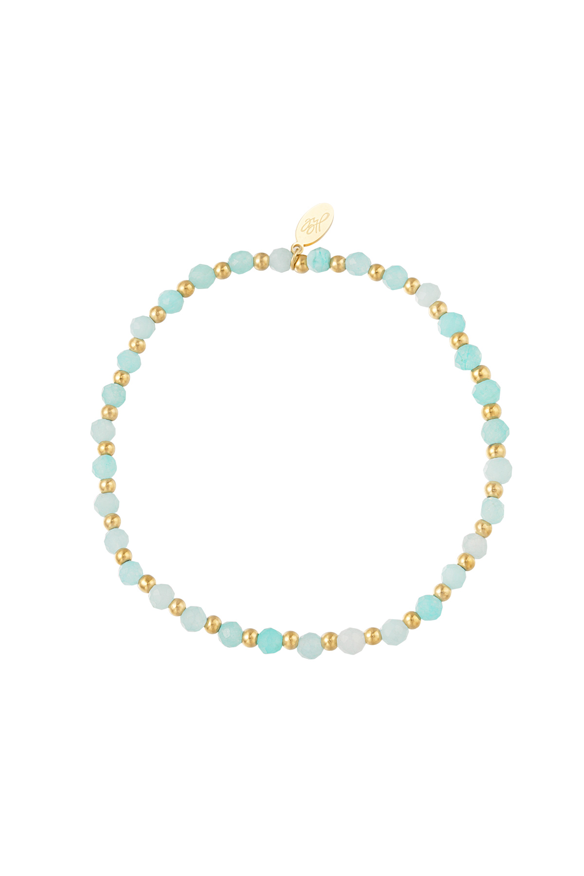 Beaded bracelet - gold/blue 